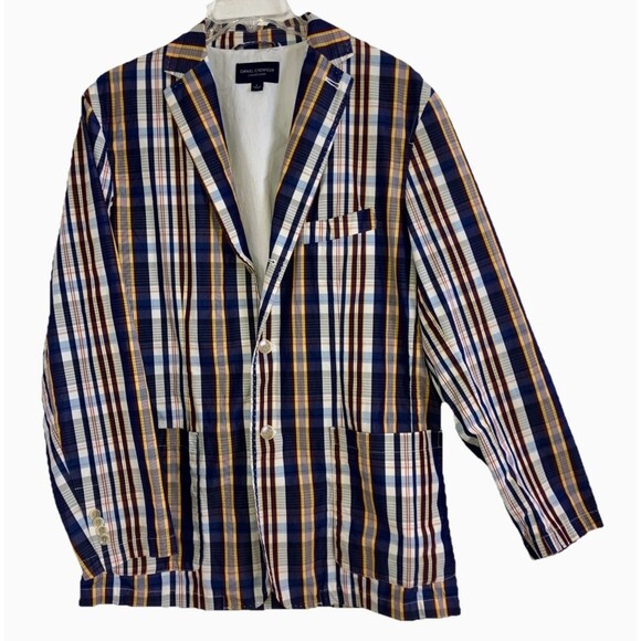 DANIEL CREMIEUX sz L 100% Cotton Madras Plaid Jacket Classic Breathable - Picture 1 of 8
